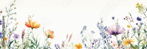 Wallpaper Mural Vibrant Watercolor Floral Banner with Wildflowers and Elegant Frame for Blogs and Creative Designs Torontodigital.ca