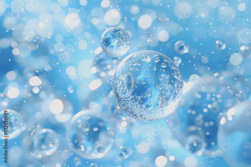 Wallpaper Mural blue bubble transparent membrane molecule algae cell water drop algae cell with small particles. Torontodigital.ca