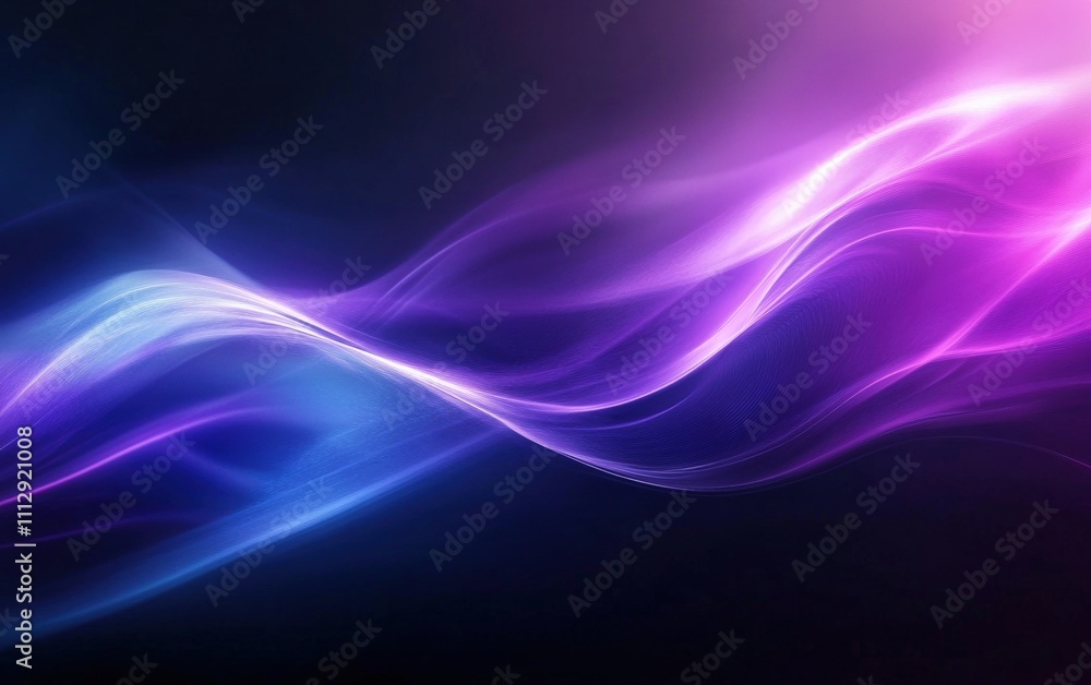 Fototapeta premium A futuristic abstract composition with glowing wavy lines in deep purples and blues creating a sense of depth
