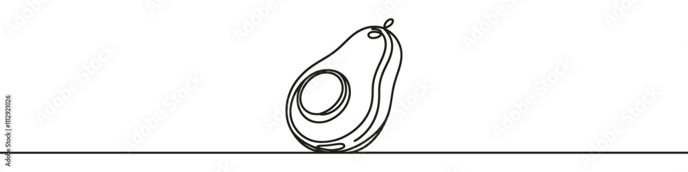 Minimalist continuous line drawing representing an avocado on a white background. Vector illustration. Minimalist continuous line drawing representing an avocado on a white background. Vector illustration.