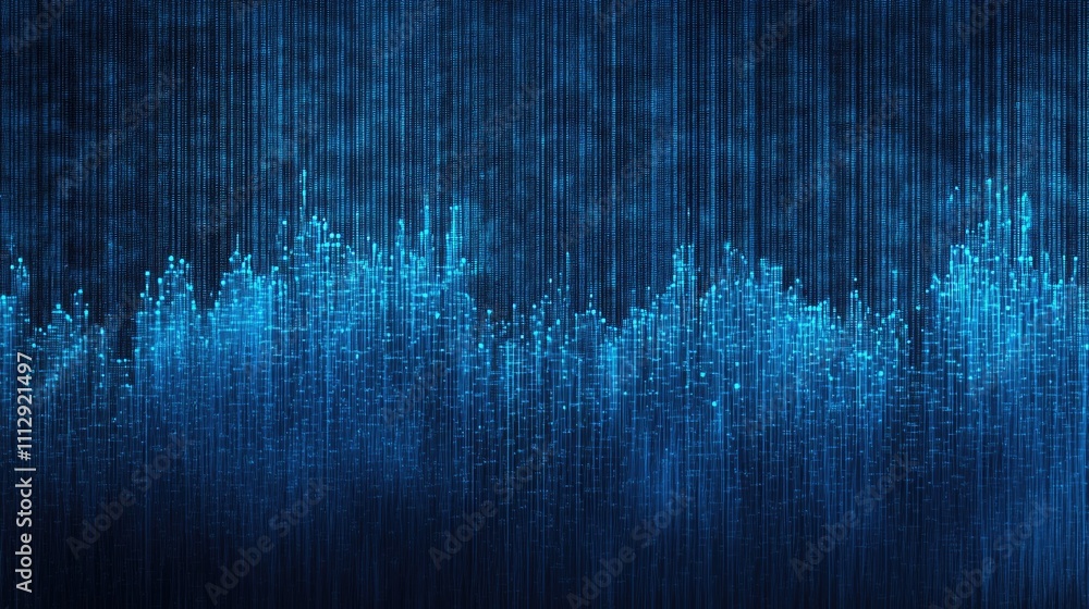 Vibrant Blue Audio Waveform Design: Abstract Representation of Sound Amplitude and Technology Vibrant Blue Audio Waveform Design: Abstract Representation of Sound Amplitude and Technology