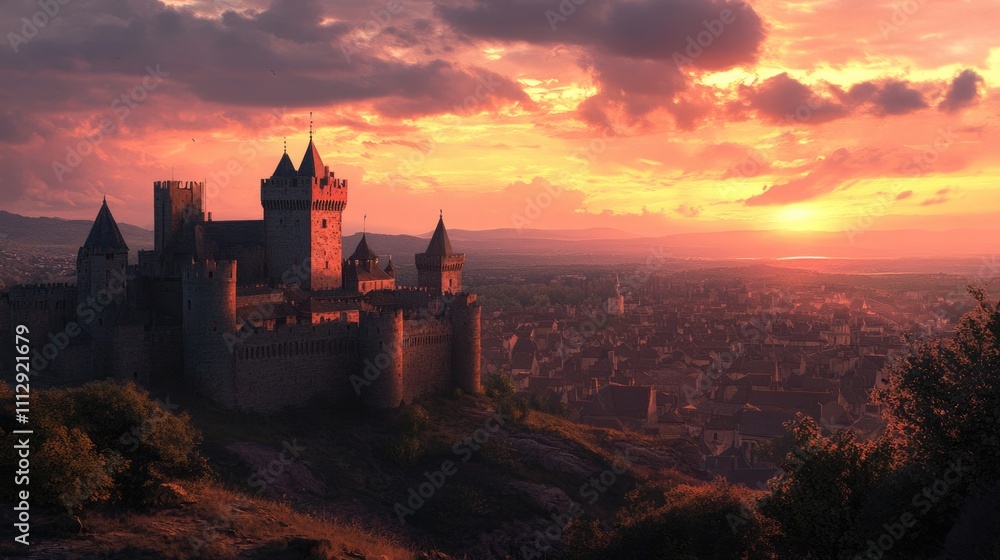 Sunset Serenity over Carcassonne: A Medieval Fortress Illuminated in the Heart of France Sunset Serenity over Carcassonne: A Medieval Fortress Illuminated in the Heart of France