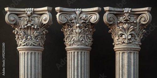 Three Timeless Column Styles: Doric, Ionic, and Corinthian in Classic Marble Design