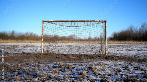 Wallpaper Mural A Lonely Soccer Goal on a Frosty Winter Field in a Rural Setting Torontodigital.ca