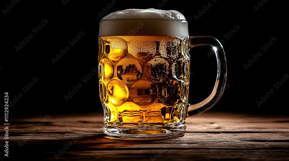 Glass of cold and fresh beer on wooden table Glass of cold and fresh beer on wooden table
