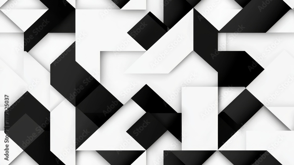 Abstract Black and White Geometric Pattern Design with Interlocking Shapes Abstract Black and White Geometric Pattern Design with Interlocking Shapes
