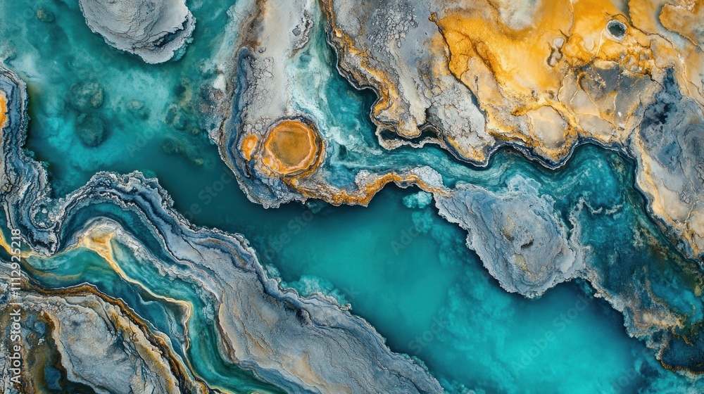 Fototapeta premium Abstract Teal and Gold Marble Texture: A Serene Aquatic Dreamscape