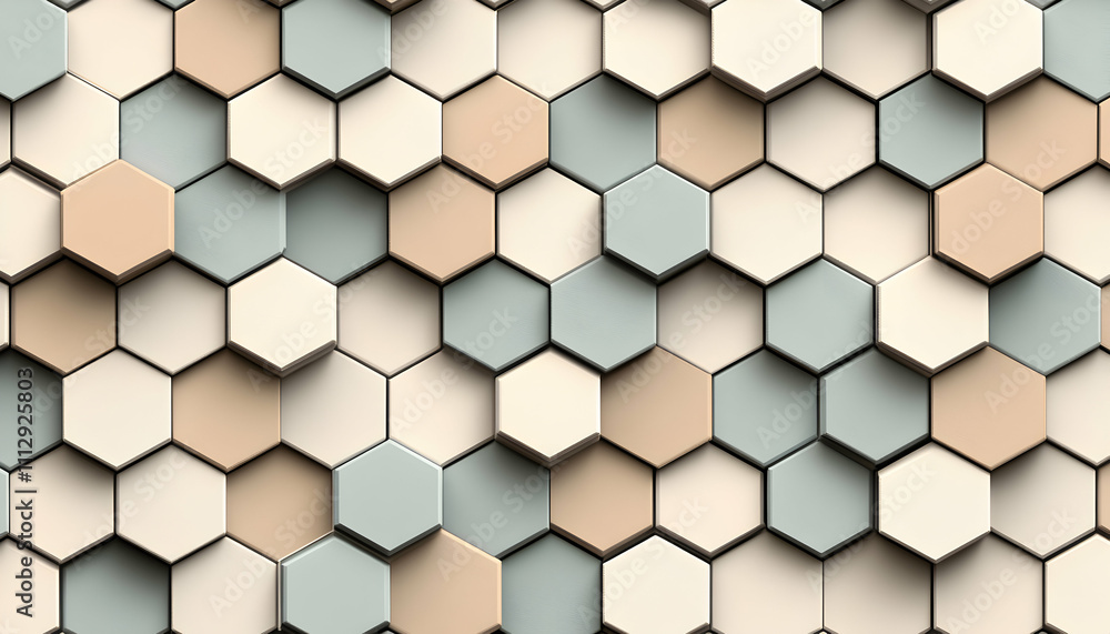 Abstract geometric hexagon pattern background. Neutral tones; beige, grey, cream. Perfect for website banners, presentations, and modern designs. Abstract geometric hexagon pattern background. Neutral tones; beige, grey, cream. Perfect for website banners, presentations, and modern designs.