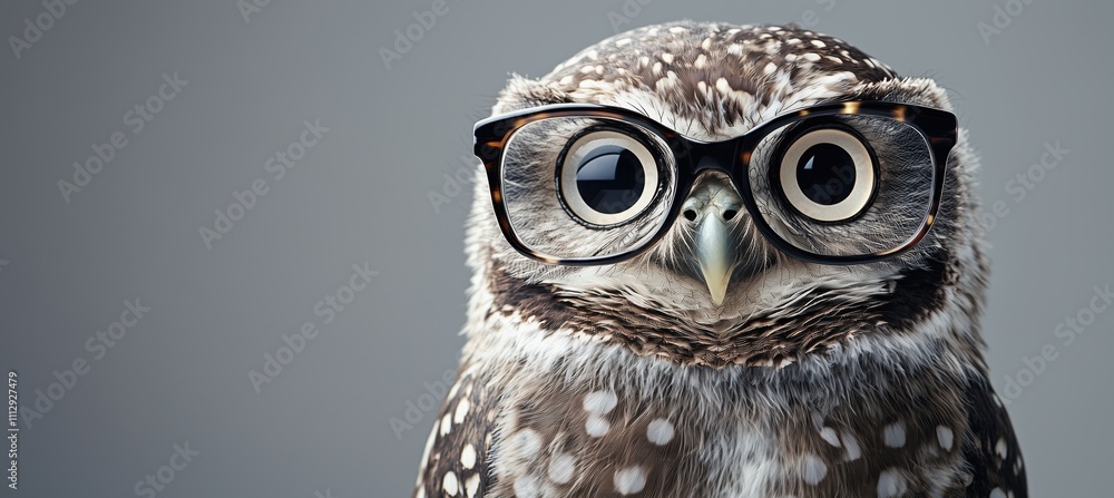 owl with glasses on a gray background owl with glasses on a gray background