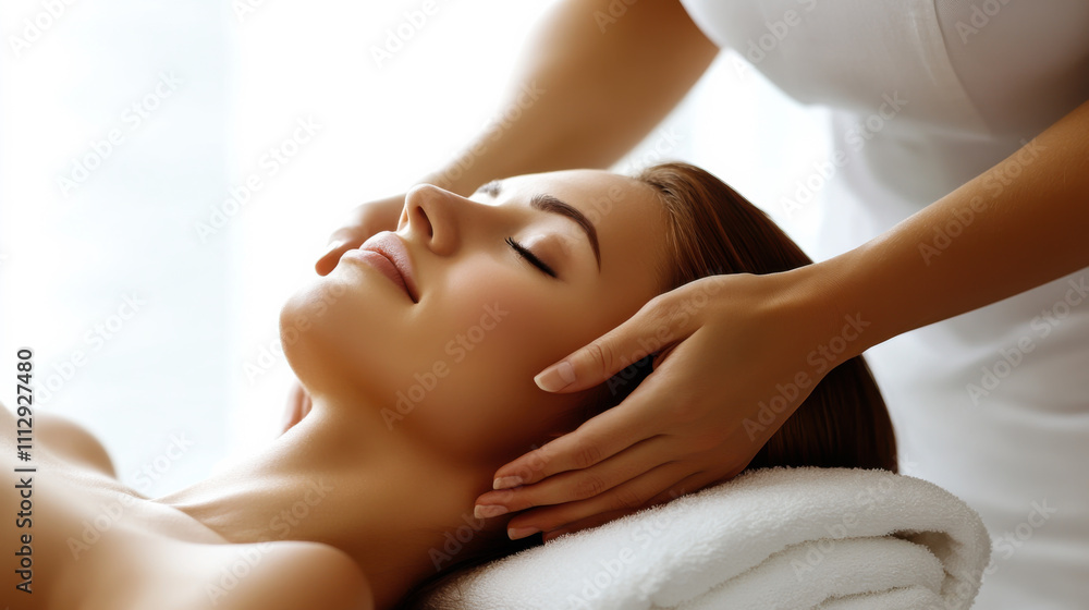 Relaxing facial treatment in a serene spa setting during daylight with a focus on skincare rejuvenation Relaxing facial treatment in a serene spa setting during daylight with a focus on skincare rejuvenation