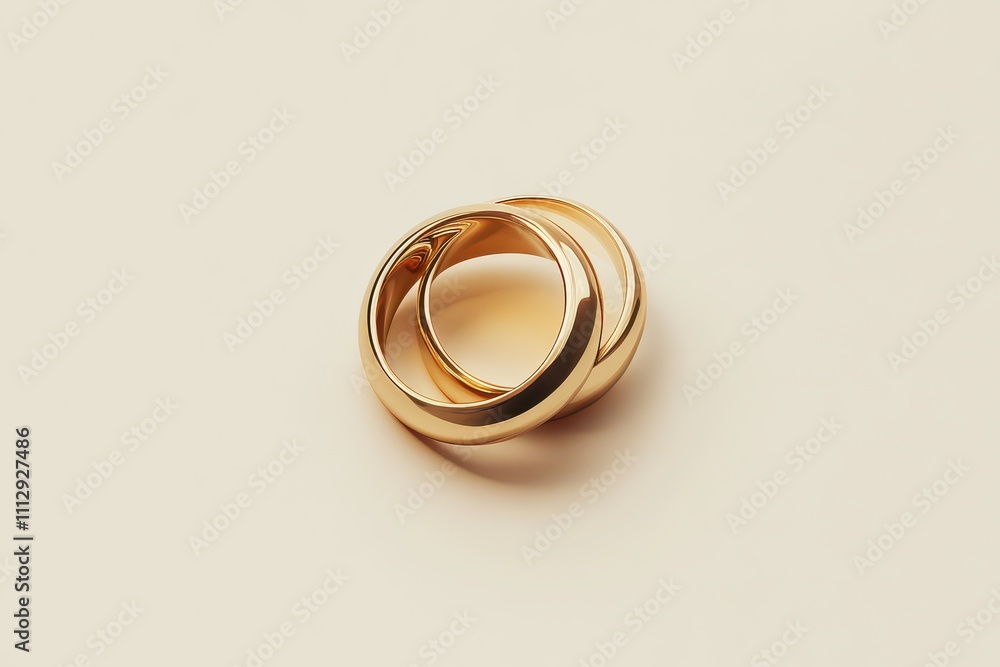 Elegant gold wedding rings resting on a soft surface illuminated by gentle light Elegant gold wedding rings resting on a soft surface illuminated by gentle light