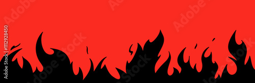 Fire background with dynamic flame motion. Burn effect, fiery silhouette .Flat vector illustration isolated