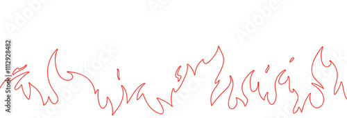 Fire outline background with flame effect. Red graphic heat and burning energy. Flat vector illustration isolated on white .