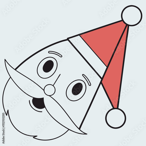 An abstract version of Santa's face, focusing on minimalistic shapes like circles for eyes, a smooth curve for the beard