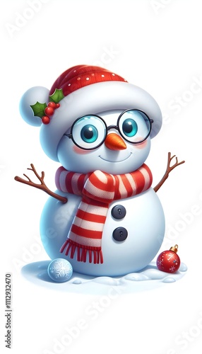 a cute snowman isolated on a white background