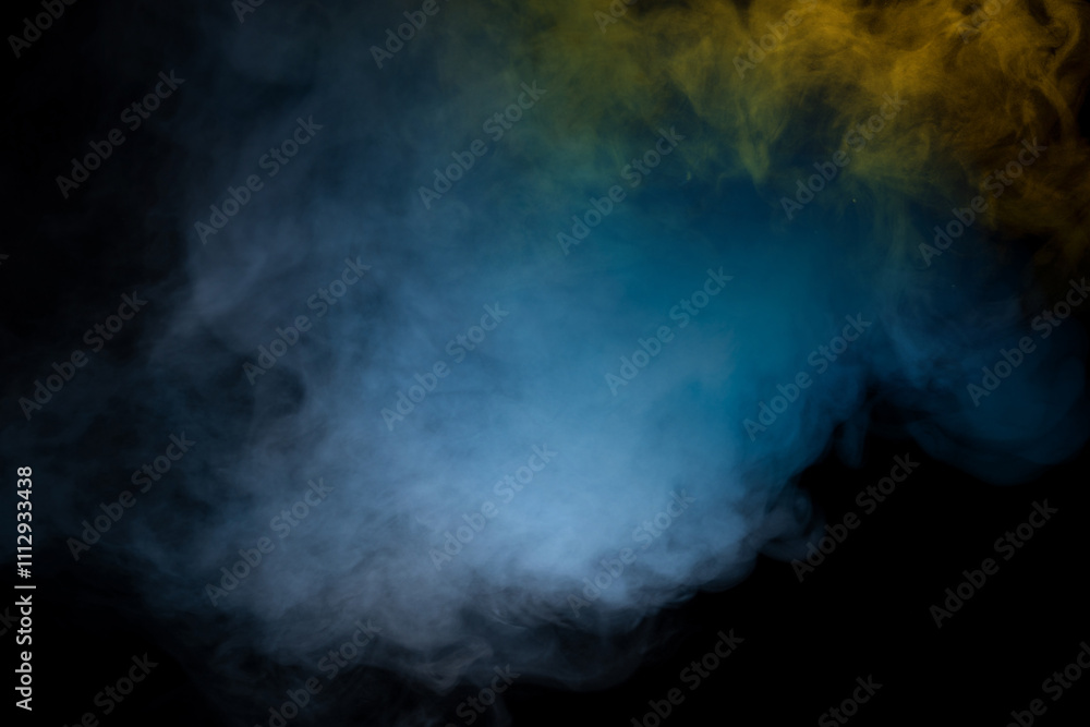 Blue and yellow steam on a black background. Blue and yellow steam on a black background.