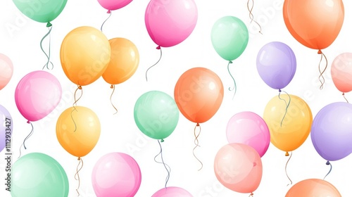 Pastel Balloons Floating in a Festive Celebration Design