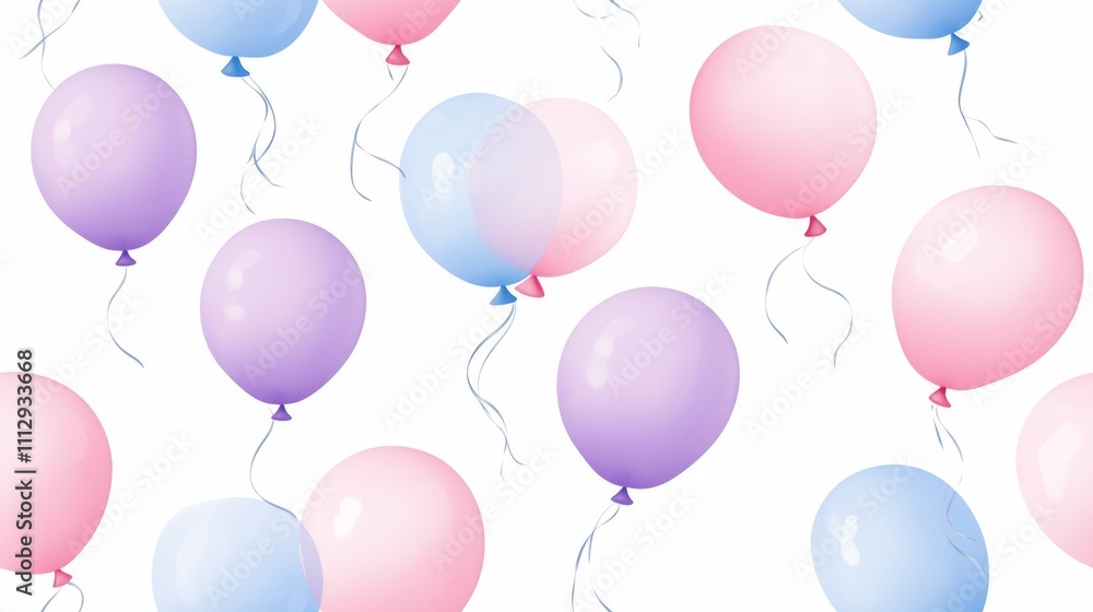 Pastel Pink and Blue Balloons Floating Seamless Pattern Design Pastel Pink and Blue Balloons Floating Seamless Pattern Design