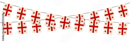 Georgian bunting flags isolated on white background, celebration concept. Vector illustration.