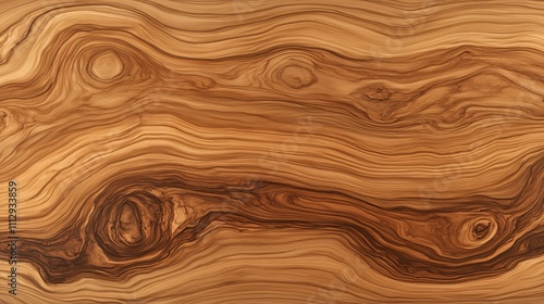Wallpaper Mural Close-up of Olive Wood Board, Natural Texture and Grain Pattern with Wavy Lines in Tones of Brown. Torontodigital.ca