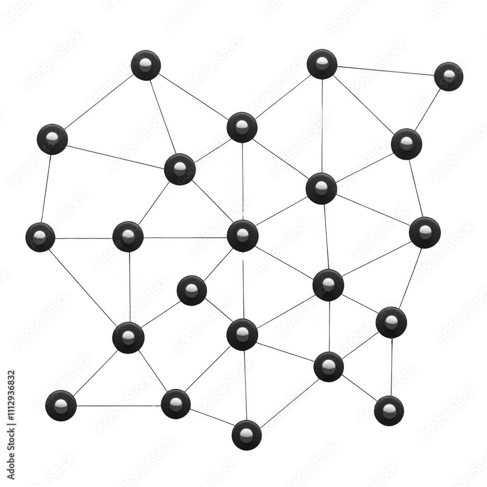 Black Computer Network icon, connecting png Minimalist flat icon, vector logo style sign clipart on a transparent background