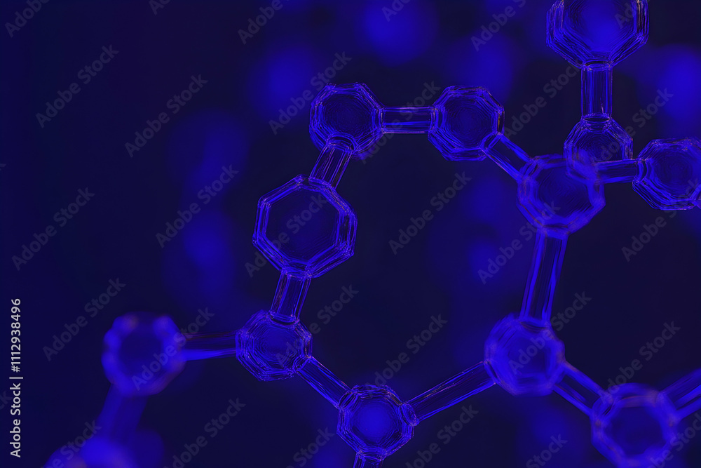 Abstract molecular structure, glowing blue hexagons and bonds, science background. Perfect for technology, medicine, or chemistry concepts. Abstract molecular structure, glowing blue hexagons and bonds, science background. Perfect for technology, medicine, or chemistry concepts.