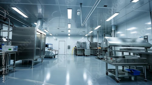 Modern Stainless Steel Industrial Kitchen Interior