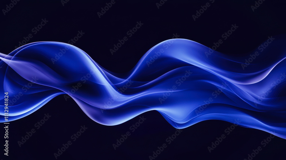 Flowing blue waves against a dark background create a sense of motion and tranquility in this artistic composition Flowing blue waves against a dark background create a sense of motion and tranquility in this artistic composition
