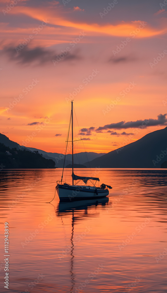 boats in loch ness at sunset isolated with white highlights, png boats in loch ness at sunset isolated with white highlights, png