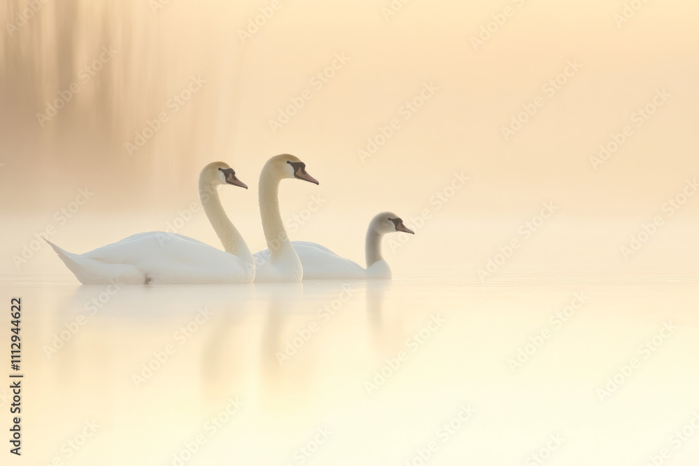 Three swans are swimming in a lake Three swans are swimming in a lake