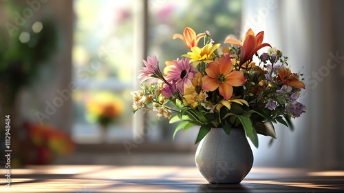 Wallpaper Mural Beautiful floral vibrant flowers elegantly placed on table image Torontodigital.ca