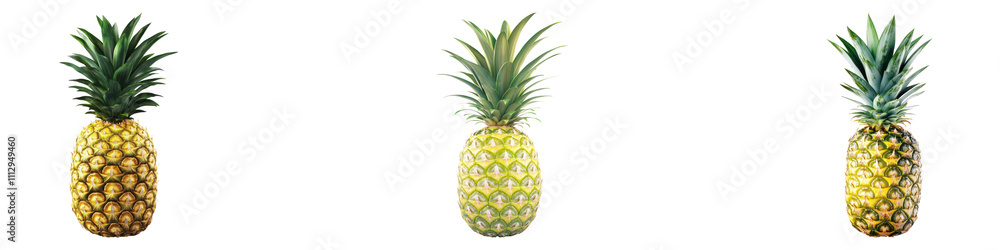 Pineapple isolated on transparent background, Set of Pineapple isolated on transparent background, Set of