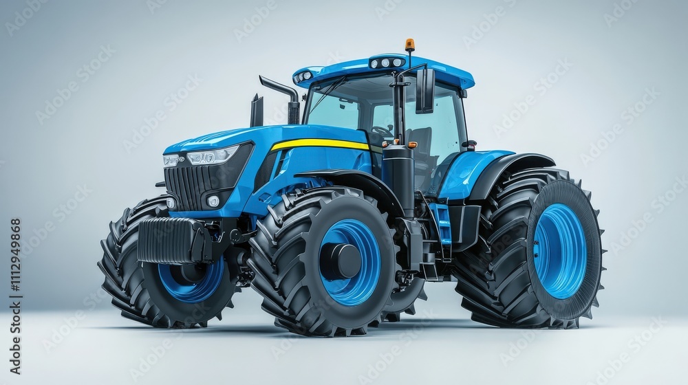 Modern Blue Agricultural Tractor Powerful Machine Modern Blue Agricultural Tractor Powerful Machine