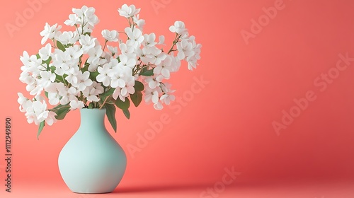 Wallpaper Mural Stunning white flower and vase against pink background image Torontodigital.ca