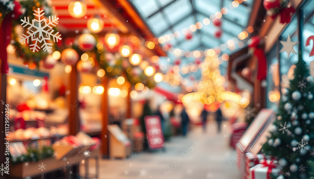 Defocused Christmas themed background with snowflakes. Christmas market theme isolated with white highlights, png Defocused Christmas themed background with snowflakes. Christmas market theme isolated with white highlights, png