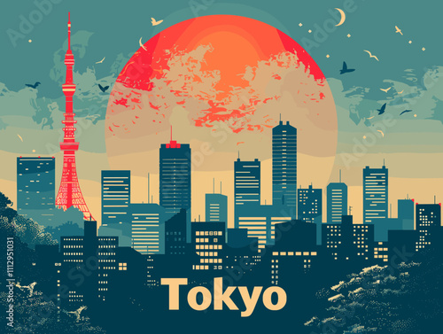 Tokyo City Beautiful Vector Illustration for Postcards, Web Sites and Your Design.