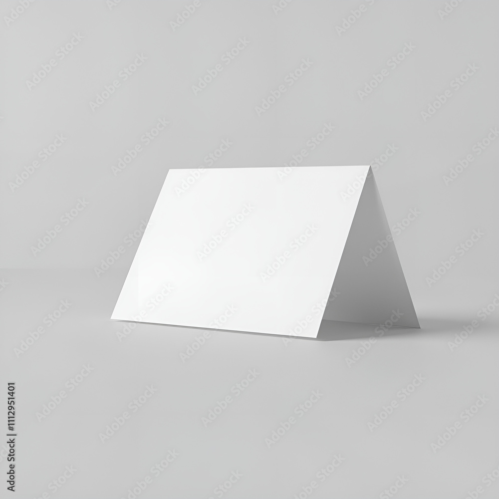 Folded card mockup on a sleek gray background with a minimalist design Folded card mockup on a sleek gray background with a minimalist design