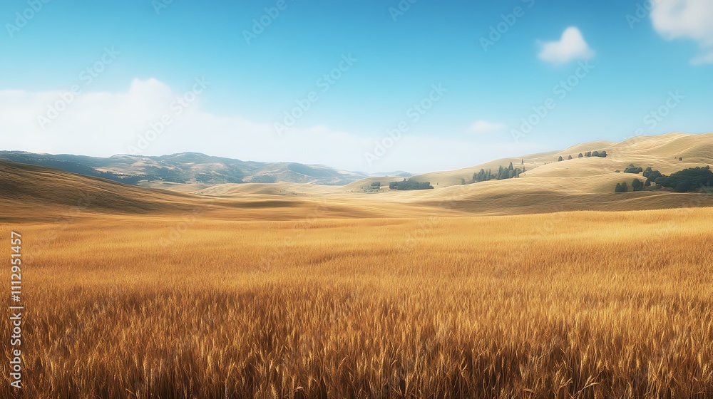 A vast golden field under a clear blue sky, showcasing serene natural beauty. A vast golden field under a clear blue sky, showcasing serene natural beauty.