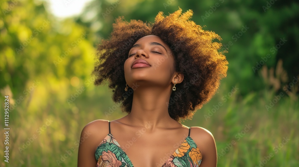 Free happy woman praising freedom at nature background enjoying breathing freely fresh air Free happy woman praising freedom at nature background enjoying breathing freely fresh air