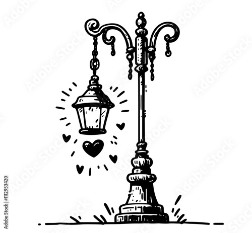 illustration of lamp with heart vector