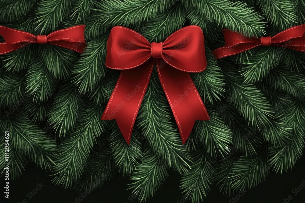A close-up view of a Christmas wreath with red bows, ideal for holiday decorations and gift wrapping A close-up view of a Christmas wreath with red bows, ideal for holiday decorations and gift wrapping