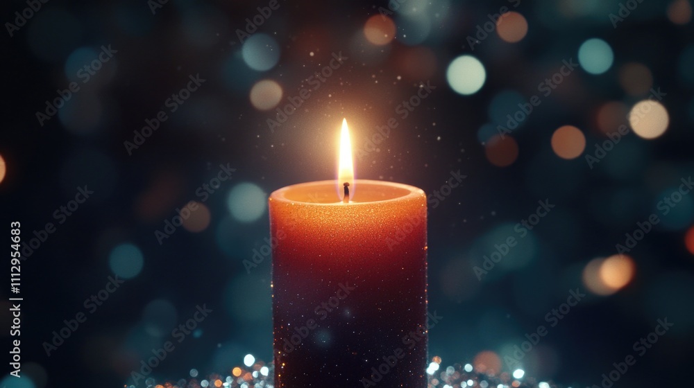 A single lit candle sits atop a table in a warm and cozy setting A single lit candle sits atop a table in a warm and cozy setting
