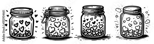 jar with hearts inside vector cute nice sweet valentine's day lovely decoration illustration