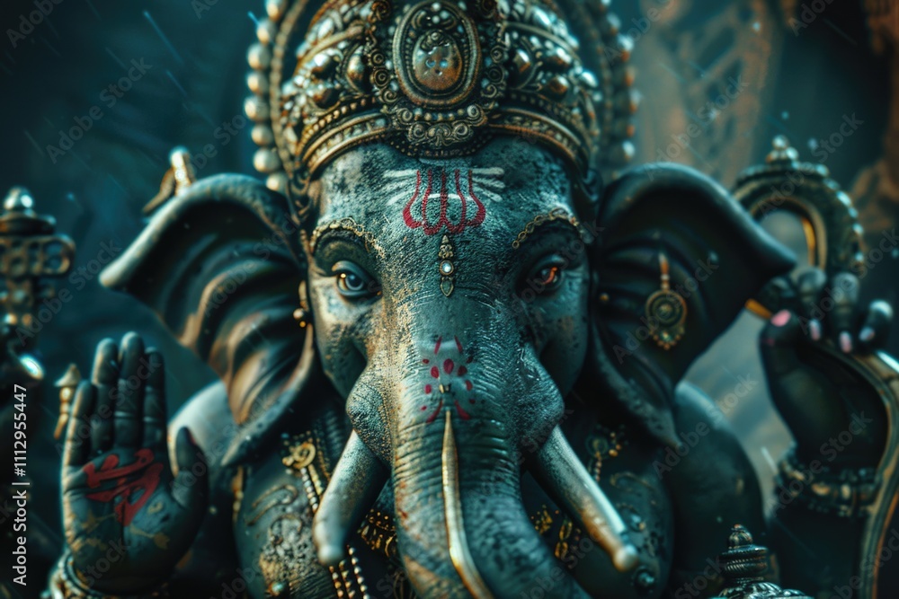 Fototapeta premium A detailed view of a statue depicting an elephant, suitable for use in various contexts such as decorative art, educational materials, or advertising