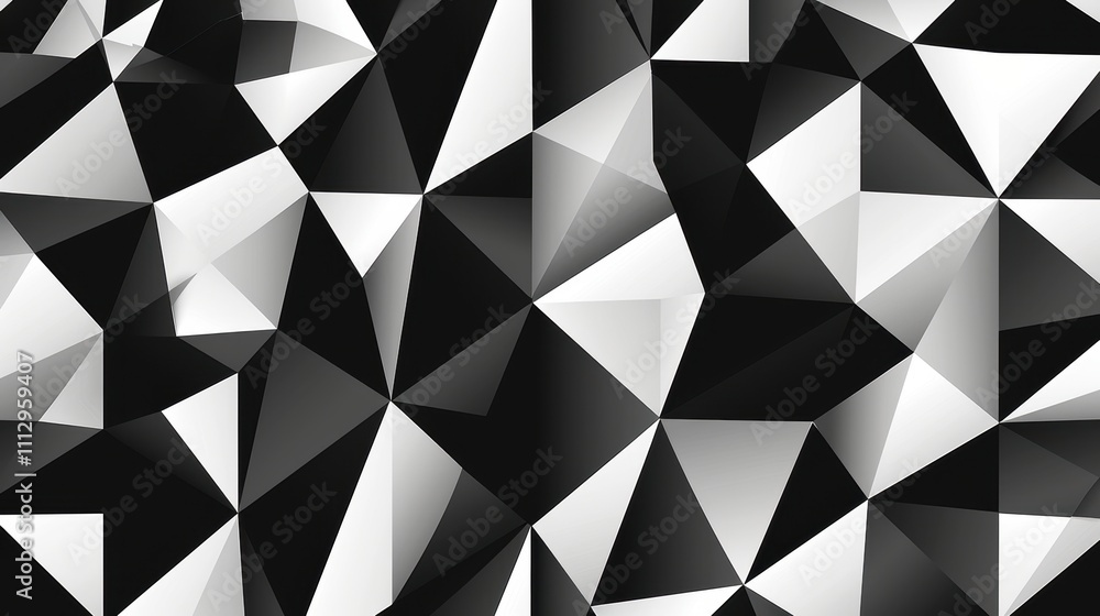 Abstract black and white geometric pattern with triangular facets. Abstract black and white geometric pattern with triangular facets.