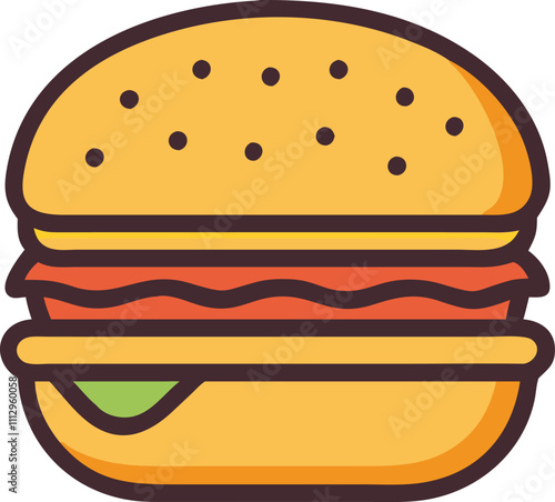 burger vector icon minimalist design with colorful lines perfect for modern illustration - simple vector clipart of an burger in a clean and minimal style flat icon illustration.