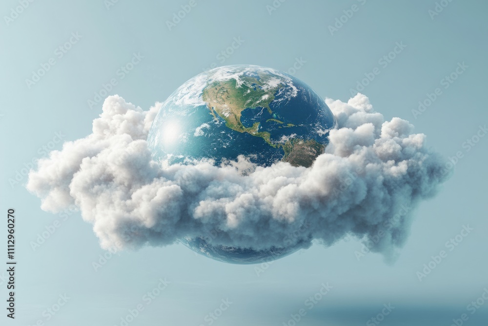 Floating earth globe surrounded by soft clouds, surreal depiction of global harmony, sustainable future, environmental awareness, peaceful atmosphere, creative imaginative photography Floating earth globe surrounded by soft clouds, surreal depiction of global harmony, sustainable future, environmental awareness, peaceful atmosphere, creative imaginative photography