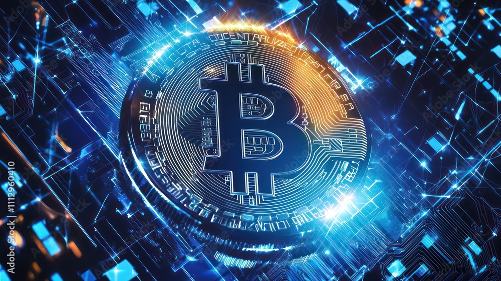Obraz premium Abstract Bitcoin symbol pattern with futuristic design elements