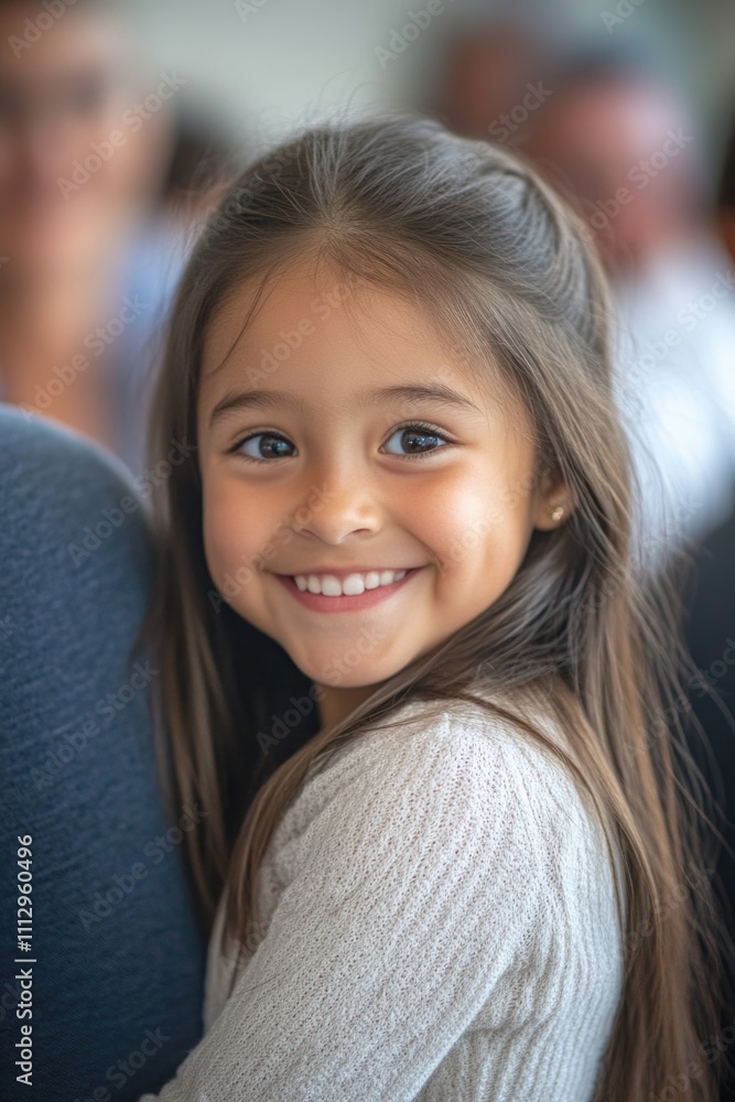 A happy young girl sits in a chair with a warm smile, suitable for use in illustrations or as a stock photo A happy young girl sits in a chair with a warm smile, suitable for use in illustrations or as a stock photo
