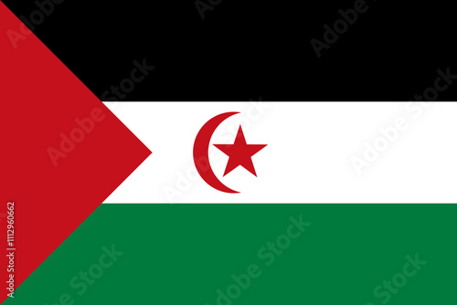 Sahrawi Arab Democratic Republic flag in official colors, dimensions and aspect ratio. Vector flag symbolizing national pride, identity, heritage, patriotism and authority